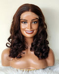 RAW DONOR DOUBLE DRAWN 5X5 BROWN BOUNCY NATURAL BROWN COLOUR 18" inch wig