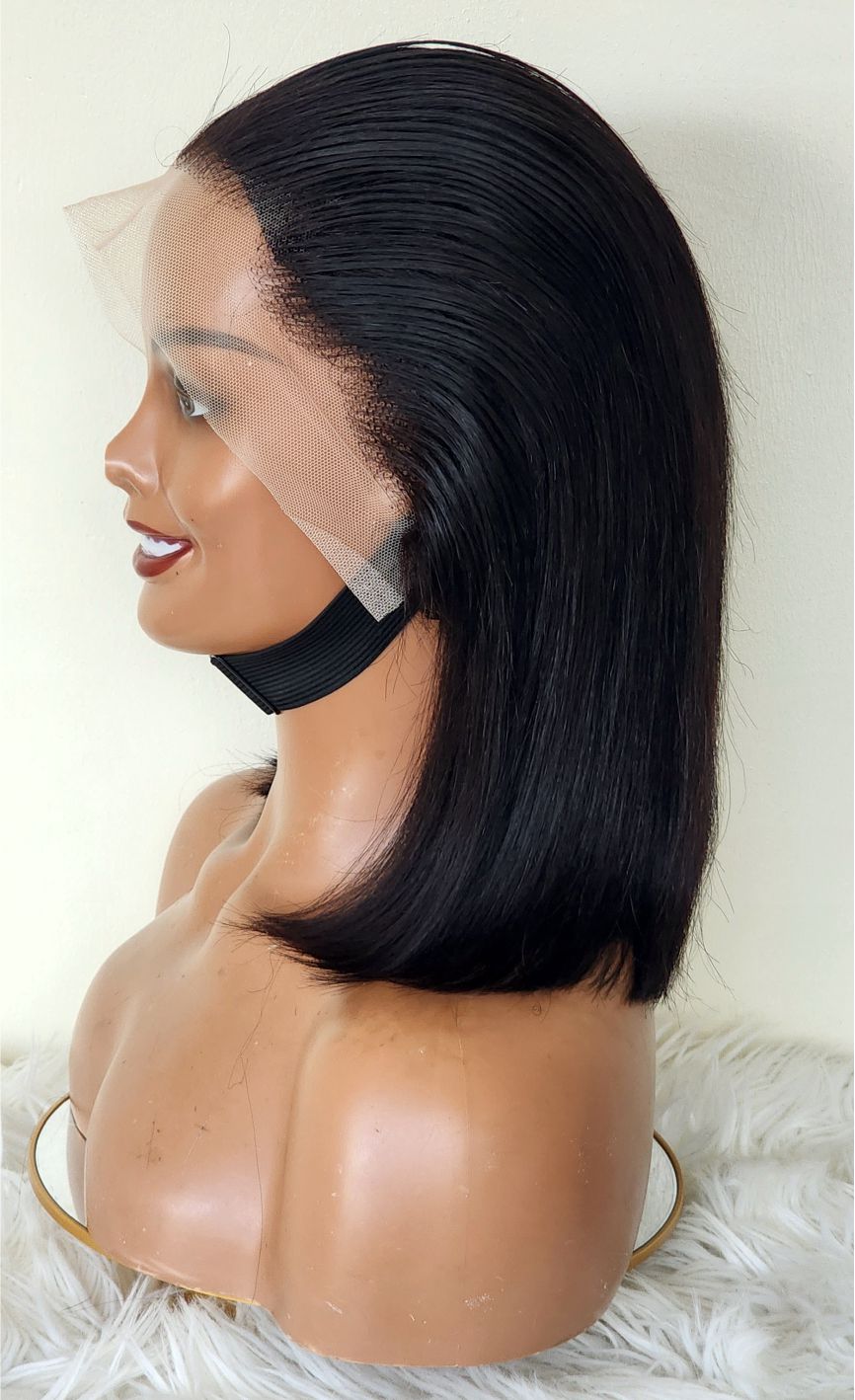 RAW DONOR SINGLE DRAWN FRONTAL BOB 12'' NATURAL BLACK