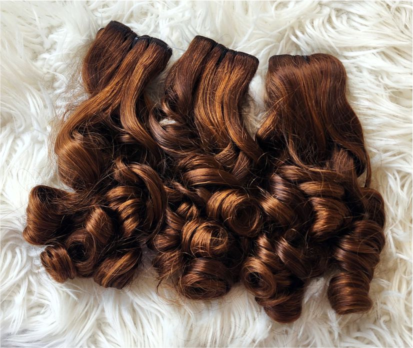 RAW DONOR PIANO BOUNCY WIG 18'' BROWN AND GOLD COLOUR