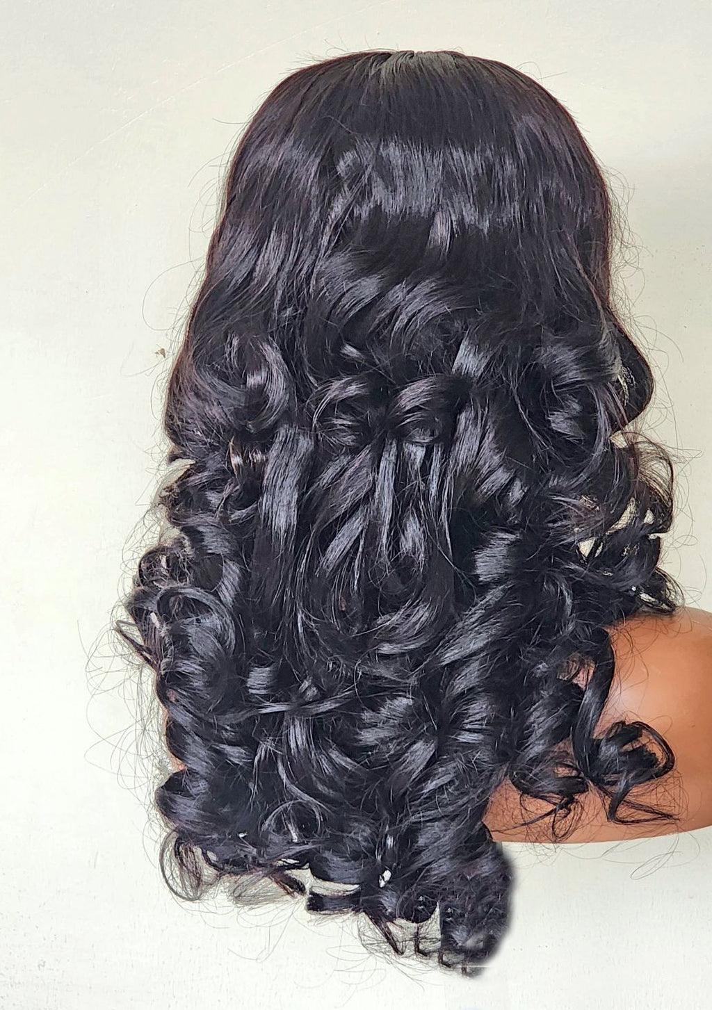 RAW DONOR NATURAL WAVY / BLACK BOUNCY WIG NATURAL COLOUR 20" inch wig