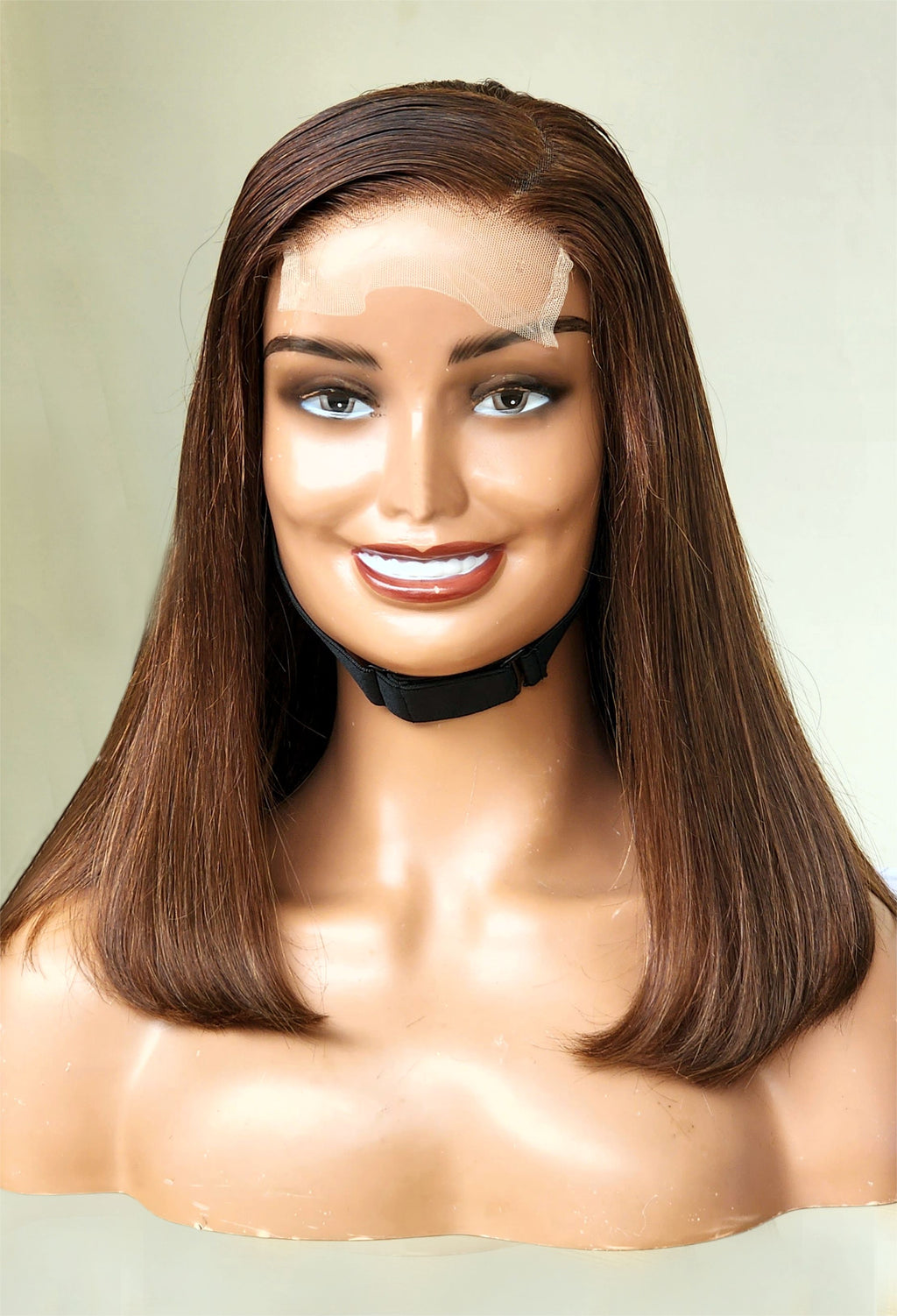 RAW DONOR SINGLE DRAWN BROWN BOB WIG 12''