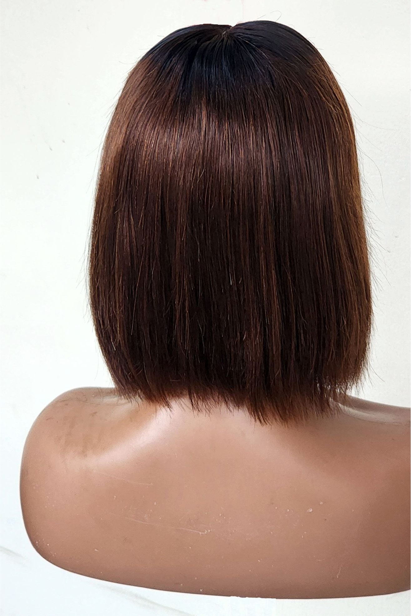 RAW DONOR 2TONE BROWN WIG BLACK/BROWN COLOUR 10" inch wig