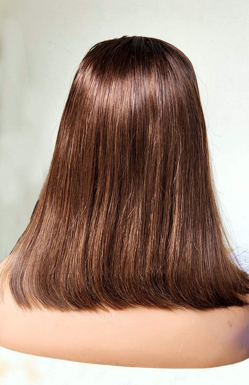 RAW DONOR SINGLE DRAWN BROWN BOB WIG 12''