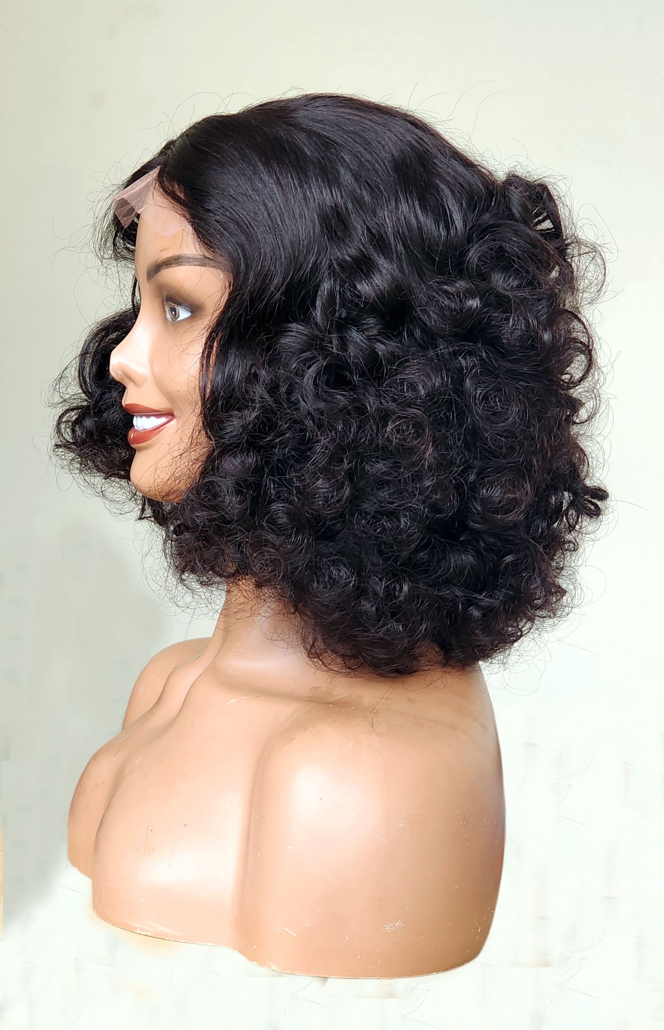 RAW DONOR BOUNCY WIG WITH 4X4 CLOSURE 6''