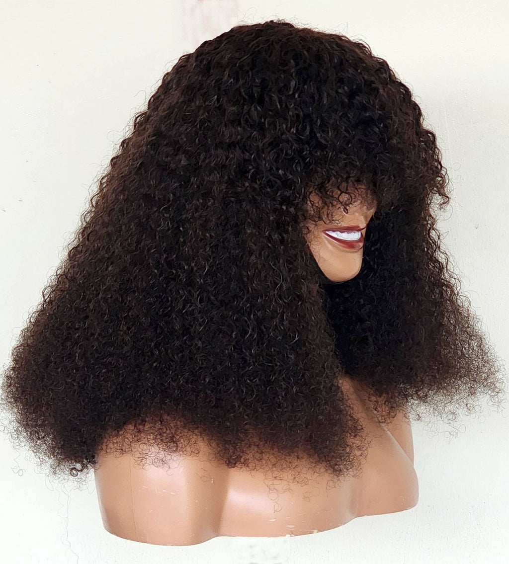 RAW DONOR FRINGE AFRO KINKY CURLS NATURAL 18" inch wig