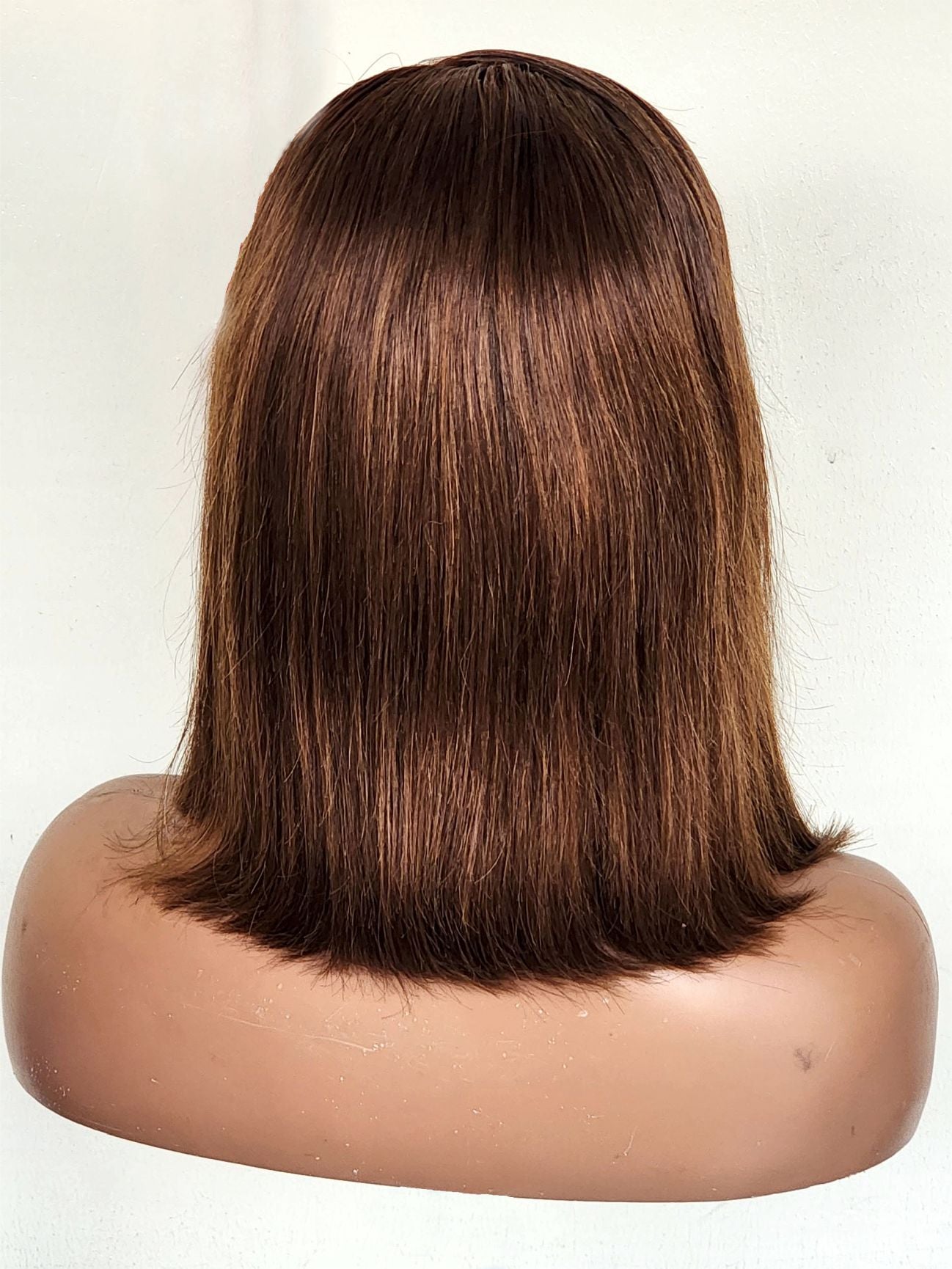 RAW DONOR BROWN BOB WIG 12" inch wig