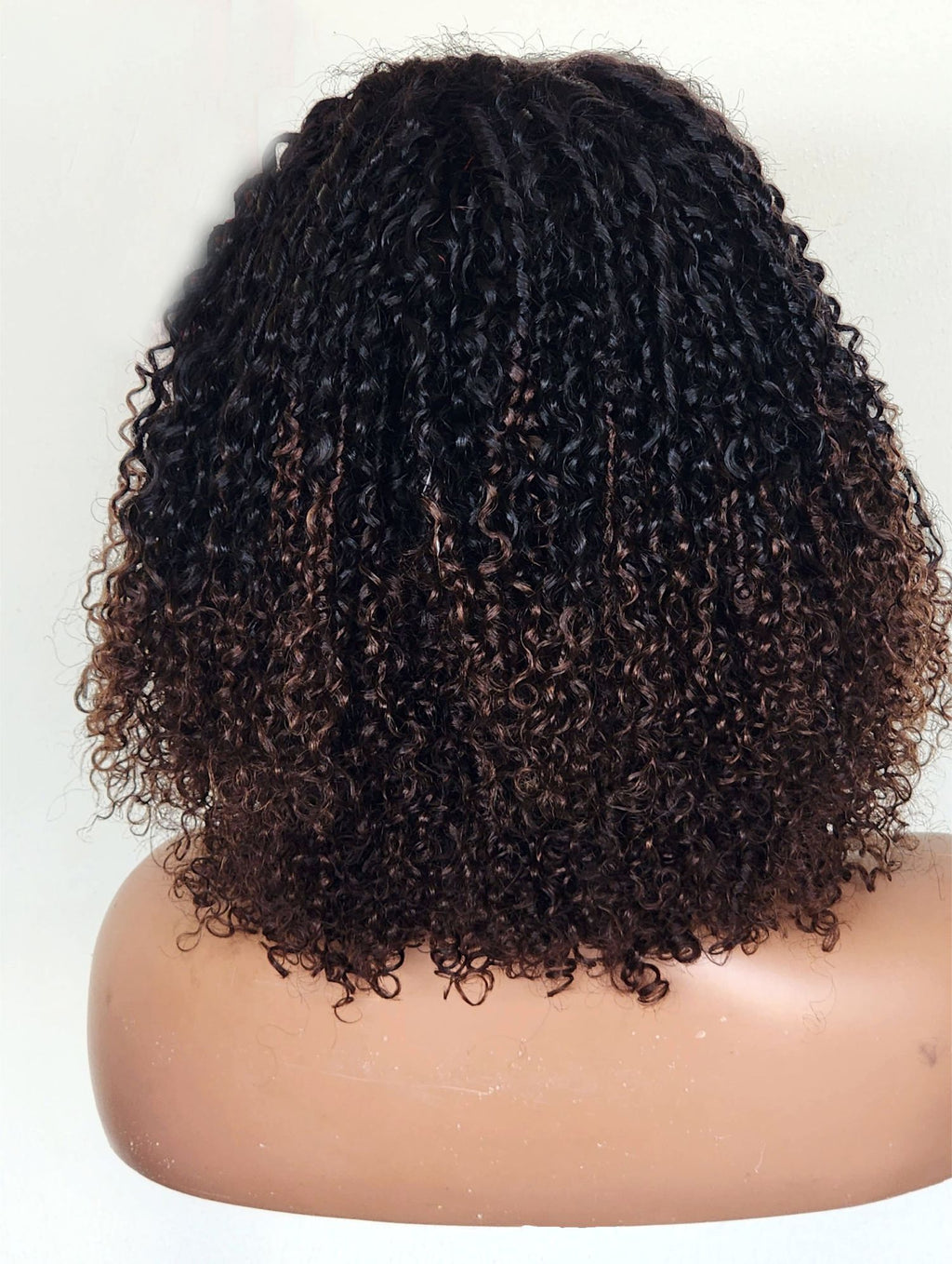 RAW DONOR AFRO KINKY CURLS 2TONE BLACK & BROWN COLOUR 12" inch wig
